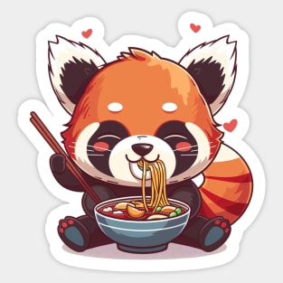 Red Panda eating ramen Sticker